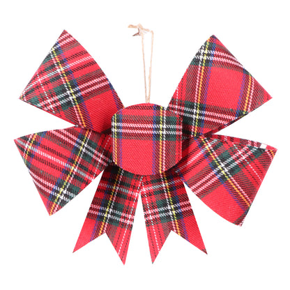 Vickerman 7" Red Plaid Bow Christmas Ornament. It includes 6 pieces per bag.