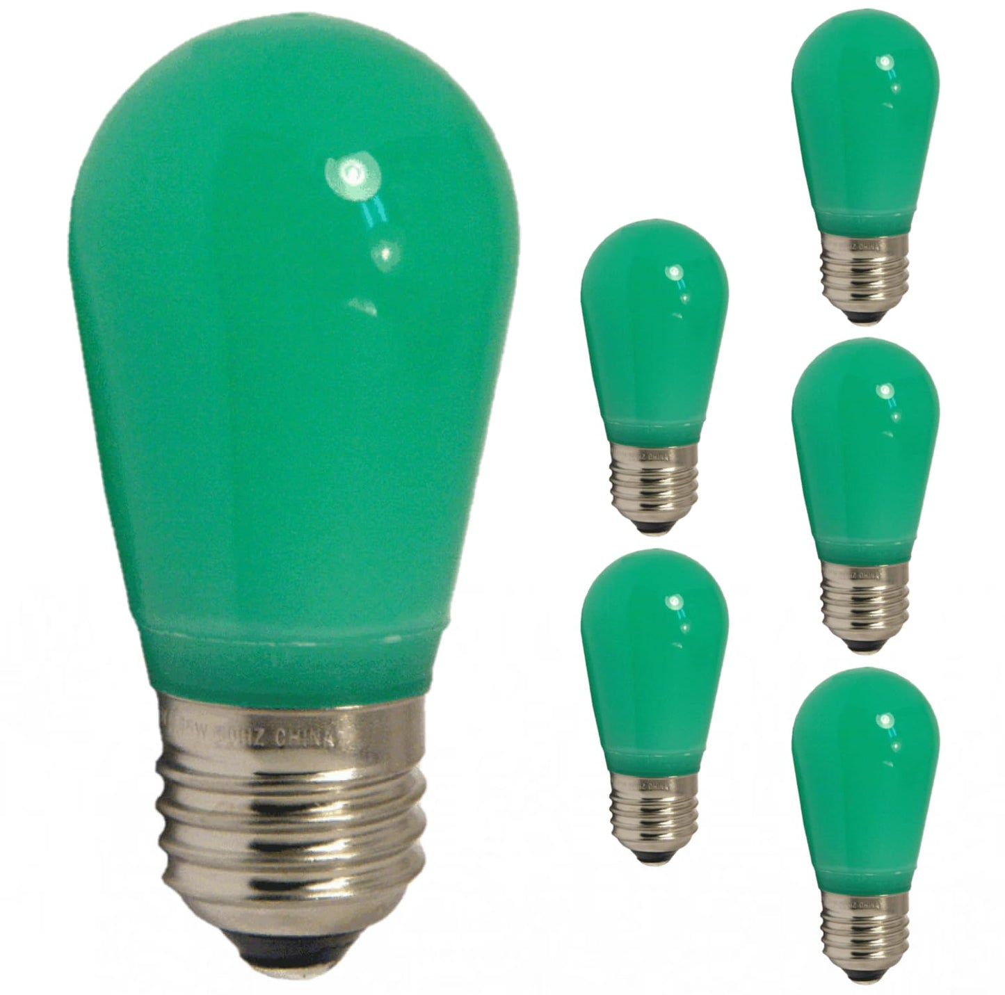Damar- S14 Colored LED String Light Bulb Green Finish 0.55W-1.5W E26 Medium Base 100-130V Pack of 6- Shatterproof Waterproof Outdoor Indoor Replacement Bulb for Home Decorations Christmas Halloween