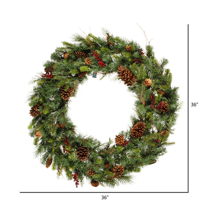 Vickerman 36" Cibola Mixed Berry Artificial Christmas Wreath Unlit