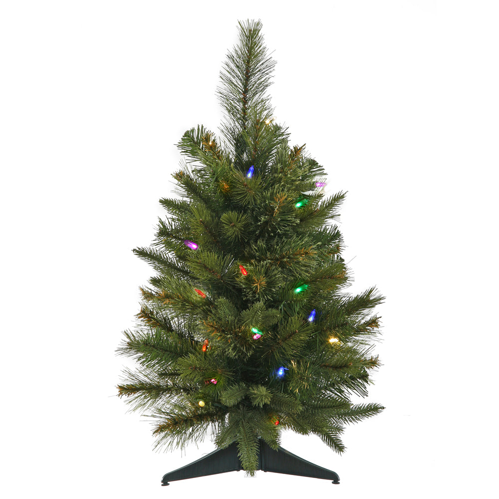 Vickerman 24" Cashmere Pine Artificial Christmas Tree Multi-Colored Battery Operated LED Lights