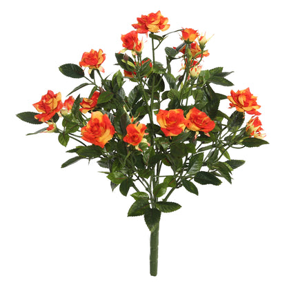 Vickerman 15" Artificial Orange Mini Diamond Rose Bush.