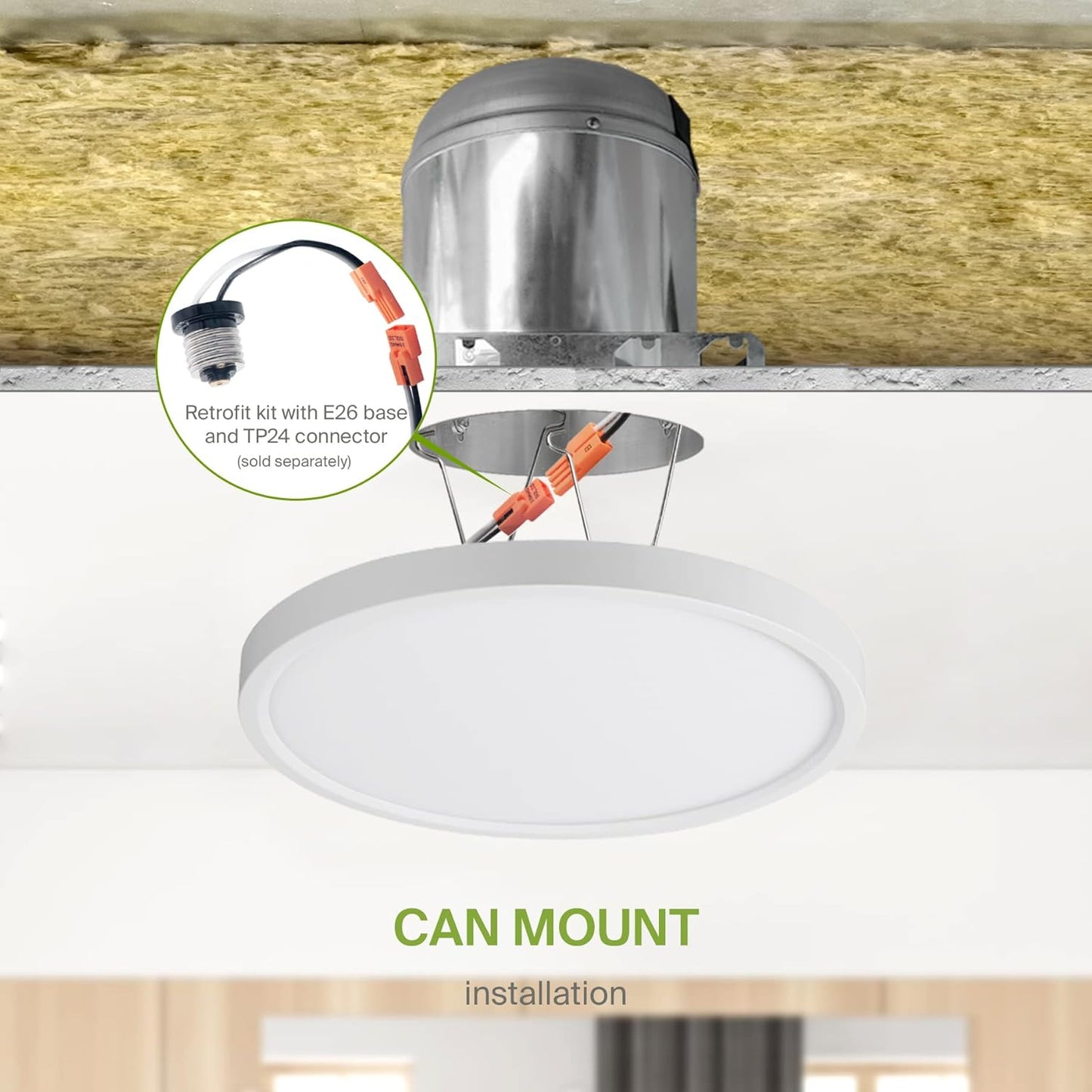 ASD Lighting LED Round Surface Mini Panel 9" 18W 120V CCT Selectable 3000/4000/5000K Dimmable White ETL Energy Star 6pack