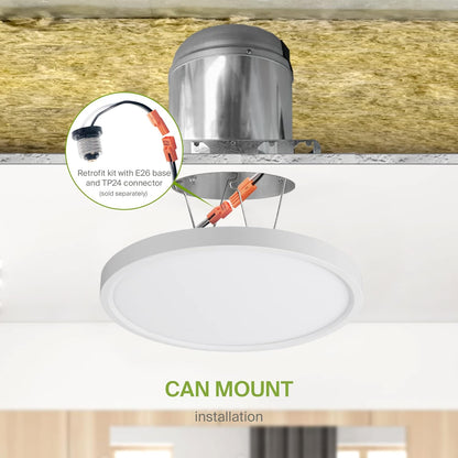 ASD Lighting LED Round Surface Mini Panel 9" 18W 120V CCT Selectable 3000/4000/5000K Dimmable White ETL Energy Star 6pack