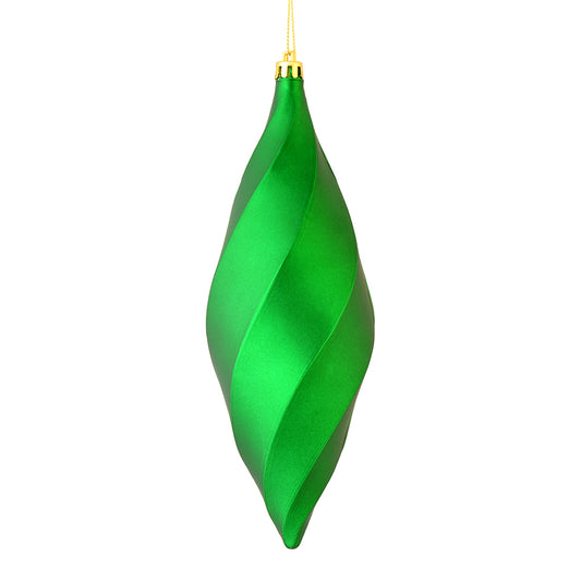 Vickerman 8" Green Matte Swirl Finial Ornament Pack of 6