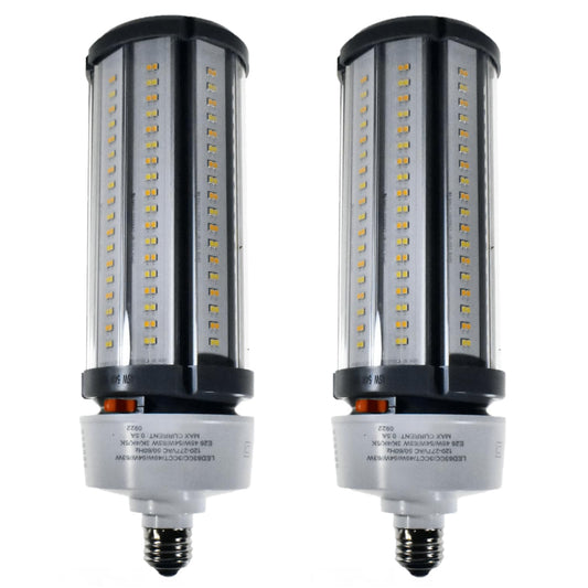 Damar- LED Corn Cob Post Top Bright Light Bulb Type B Ballast Bypass 45W/54W/63W E26 Medium Base 30K/40K/50K Color Selectable 6300/7560/8820 Lumen Dimmable 120-277VAC Pack of 2- For Warehouse Garage
