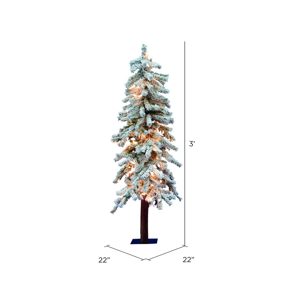 Vickerman 3' Flocked Alpine Artificial Christmas Tree Clear Dura-Lit lights