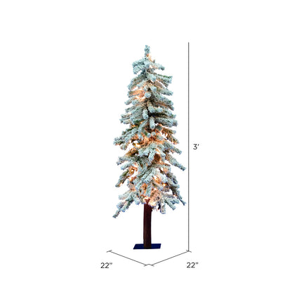Vickerman 3' Flocked Alpine Artificial Christmas Tree Clear Dura-Lit lights