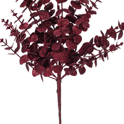 Vickerman 28" Burgundy Artificial Eucalyptus Glitter Spray 2 per bag.