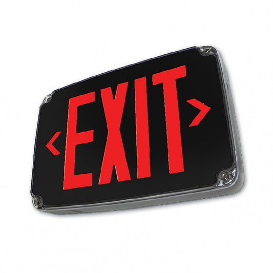 Westgate Wet Location LED Exit Sign Single Face, Red Letters, Black Panel, LED Exit & Emergency Lighting, 3.2W