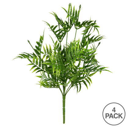 Vickerman 19" Artificial Green Bamboo Leaf Bush Set of 4
