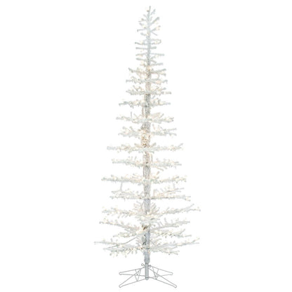 Vickerman 7.5' x 34" Flocked Kuna Pine Artificial Christmas Tree Warm White LED Lights
