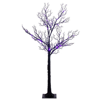 Vickerman 4' Black Twig Tree 48 Purple/Orange LED Lights.