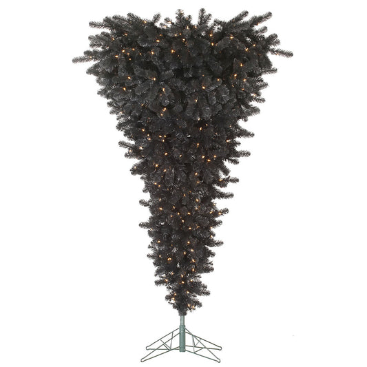 Vickerman 7.5' x 60" Black Upside Down Artificial Christmas Tree with 500 LED Warm White Lights