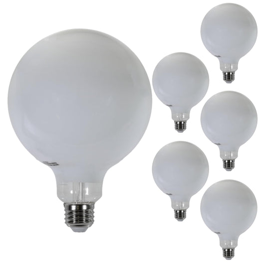 Damar- G40 LED Replacement Globe Light Bulb White Finish 7W 720 Lumens 2700K Warm White E26 Medium Base UL Listed Pack of 6- Shatterproof Indoor Outdoor Lamp for String Lights Patio Caf?