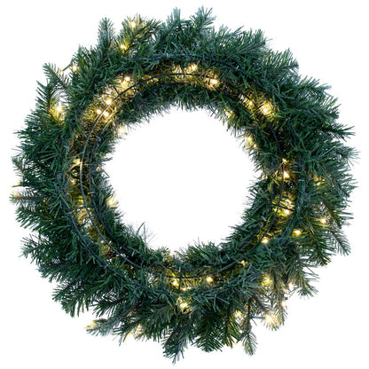 Vickerman 24" Frosted Douglas Fir Artificial Pre-Lit Wreath Warm White 3mm LED Wide Angle Lights.
