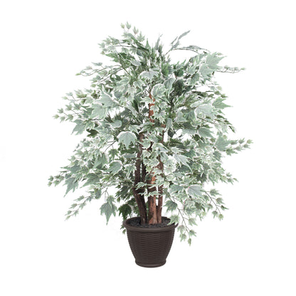 Vickerman 4' Artificial Silver Maple Extra Full Bush Brown Plastic Container.