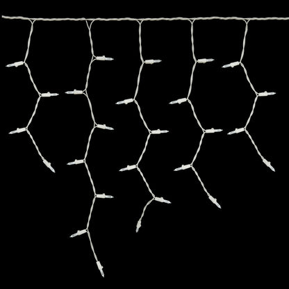 Vickerman 70 Pure White Twinkle M5 LED Icicle Light on White Wire 9' Light Strand.