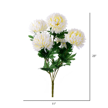 Vickerman 23" Artificial White Yellow Mum Bush x 5
