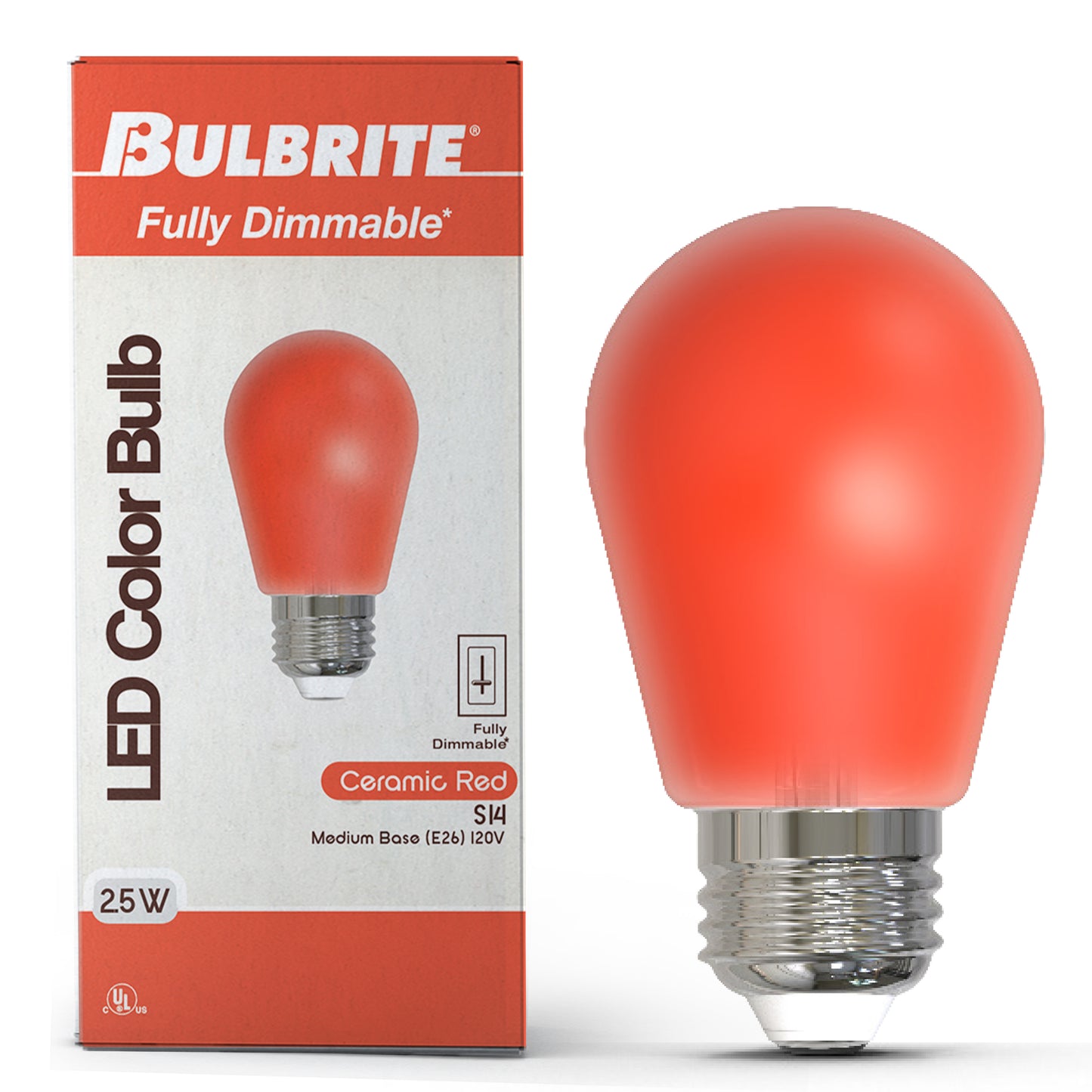Bulbrite 776150 25-Watt Equivalent Ceramic Red Color S14 Weatherproof Outdoor E26 Medium Base LED Light Bulb