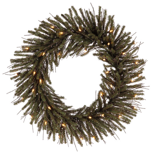 Vickerman 24" Vienna Twig Artificial Christmas Wreath Warm White Dura-lit LED Mini Lights