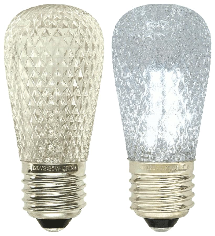 Damar- S14 LED String Light Bulb with Faceted Surface Bright White 5000K 0.8W E26 Medium Base 120V Indoor& Outdoor Rated Pack of 6- Shatterproof Replacement Clear Bulb for Patio Backyard Caf? Bistro