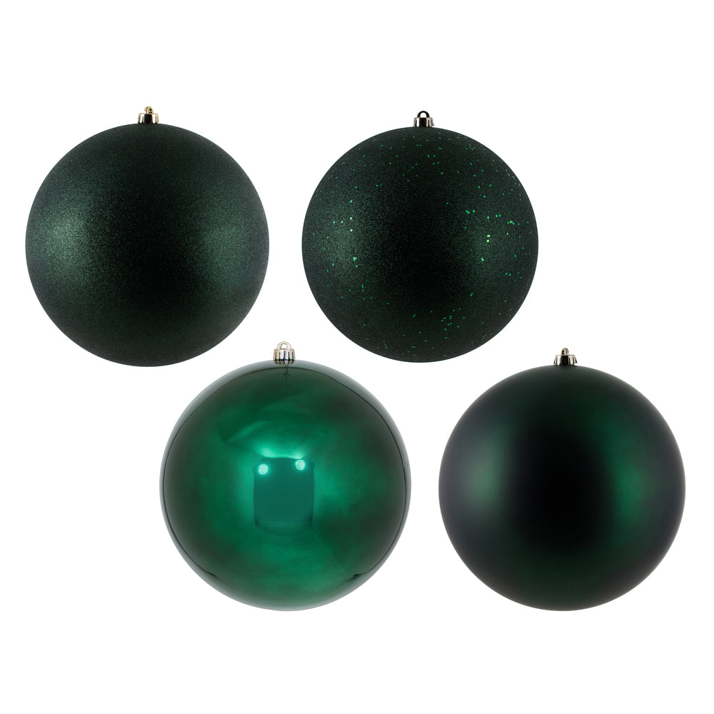 Vickerman 12" Midnight Green 4-Finish Ball Ornament 4 per Bag