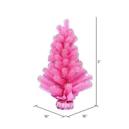 Vickerman 2' x 16" Pink Tinsel Artificial Christmas Tree Unlit
