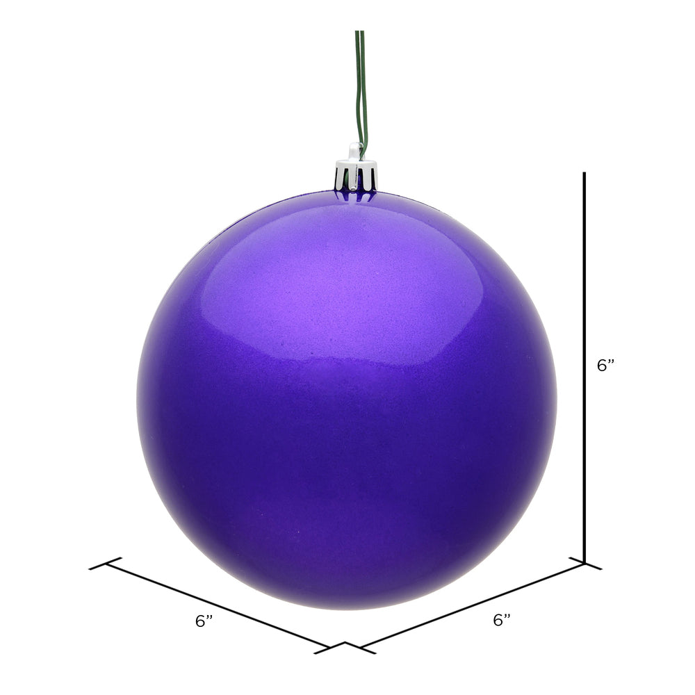 Vickerman 6" Purple Candy Ball Ornament 4 per Bag