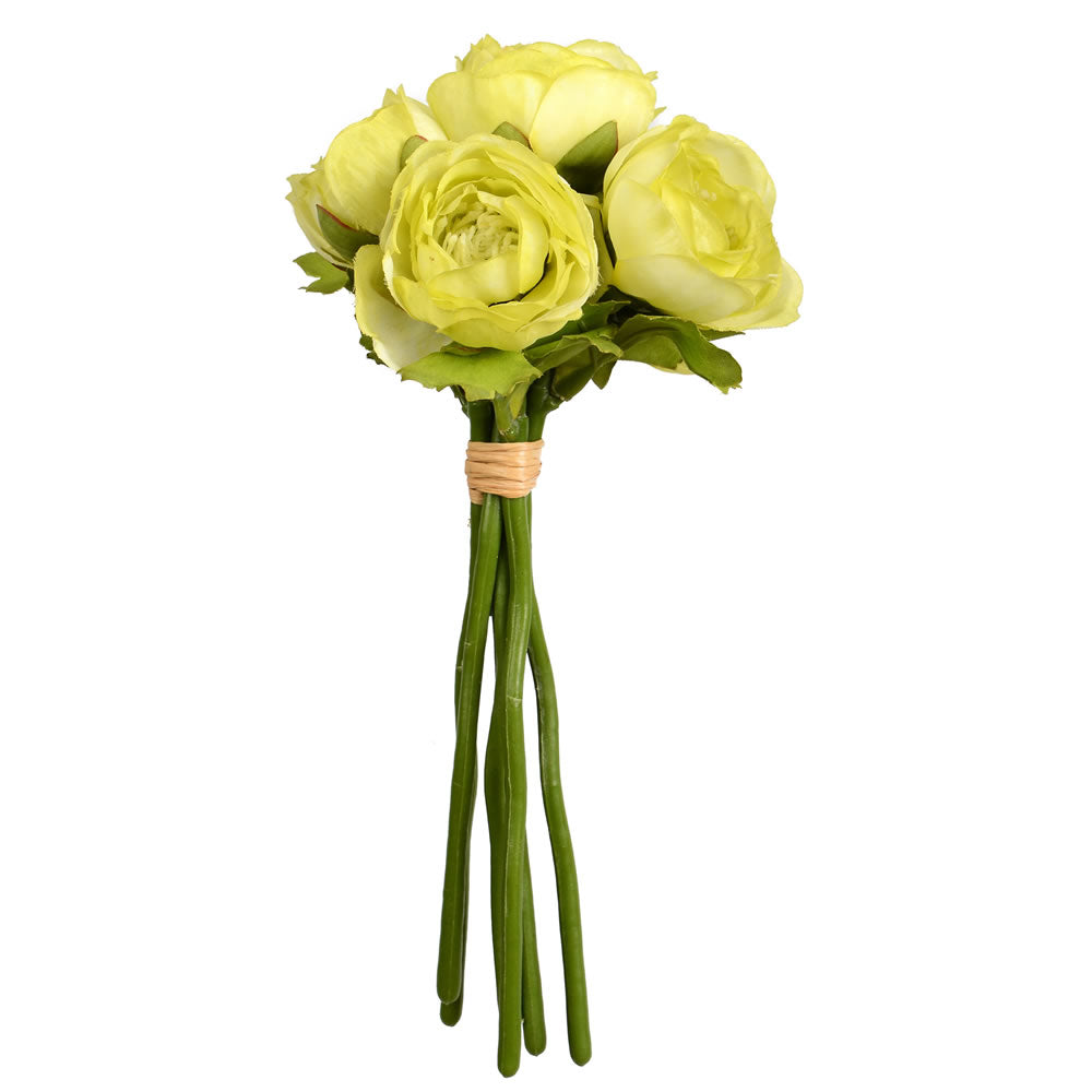 Vickerman 9" Artificial Mini Spring Green Ranunculus Spray. Includes 3 sprays per pack.