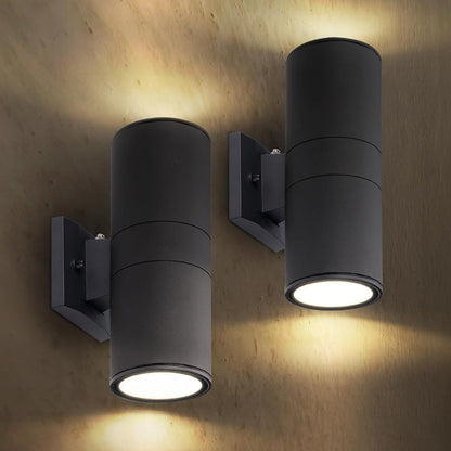 ASD Lighting LED Round Outdoor Wall Cylinder Up and Down 18W 120V CCT Selectable 3000/4000/5000K with Photocell Black ETL 2pack