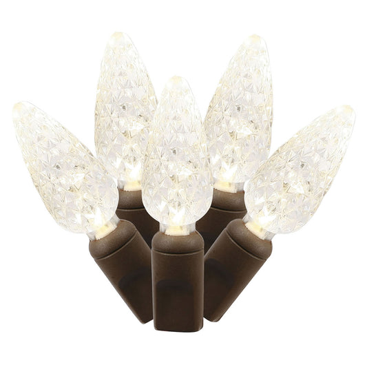 Vickerman 100 Warm White C6 LED Light on Brown Wire 34' Christmas Light Strand