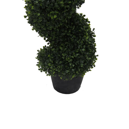 Vickerman 4' Artificial Potted Green Boxwood Spiral Tree.