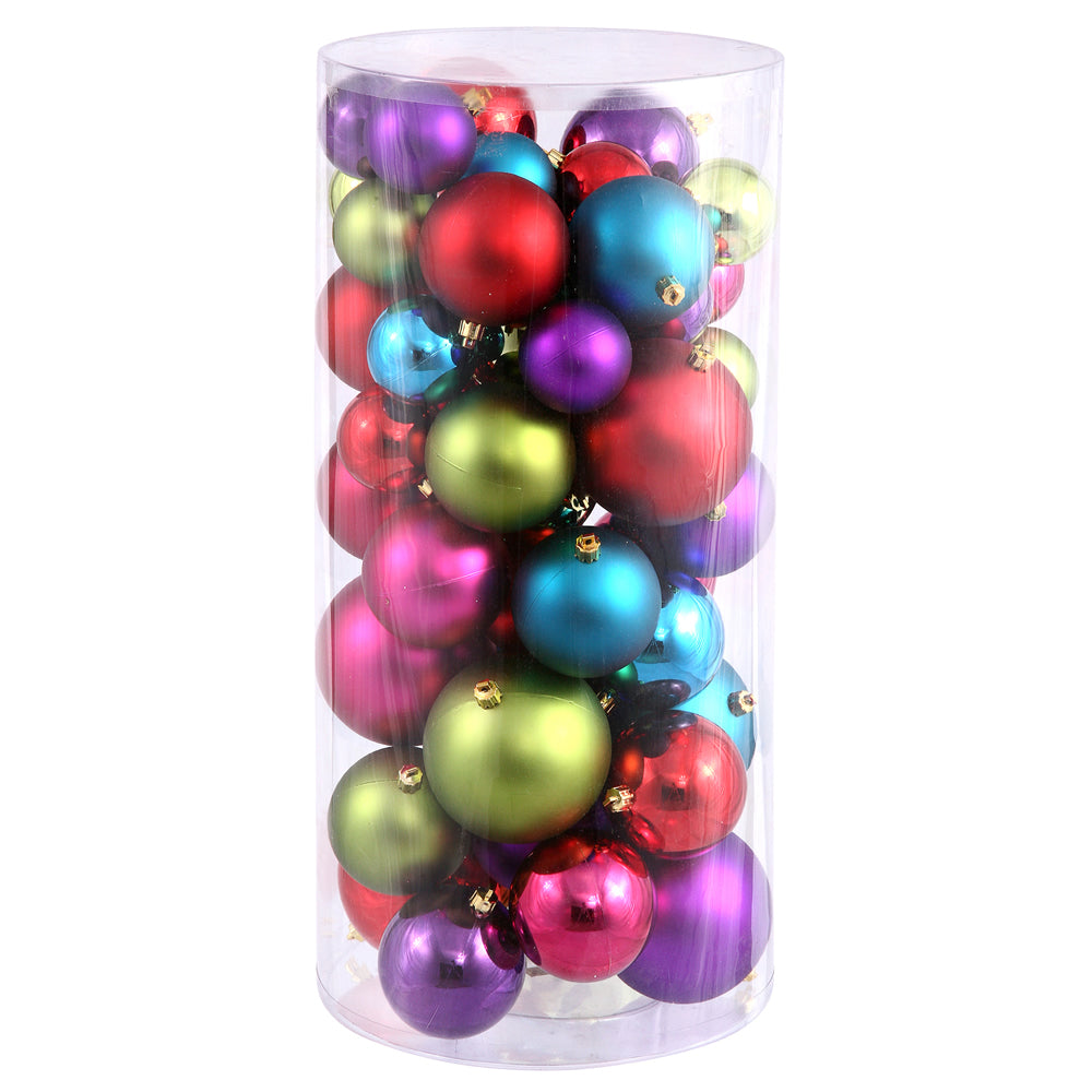 Vickerman 2.4"-3"-4" Multi-Colored Shiny and Matte Ball Ornament 50 per Box