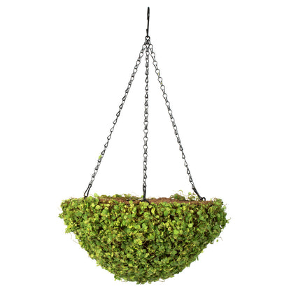 Vickerman 12'' Artificial Green Mini Leaves Hanging Basket.