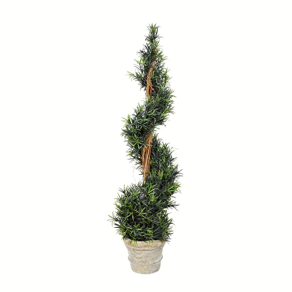 Vickerman 45" Artificial Potted Green Rosemary Spiral Tree in Paper Pot.