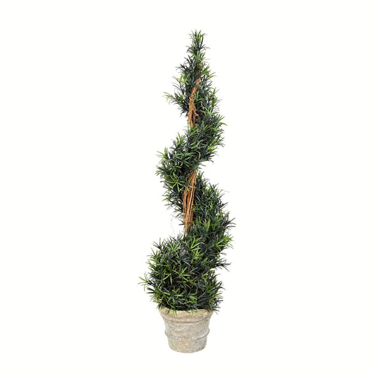 Vickerman 45" Artificial Potted Green Rosemary Spiral Tree in Paper Pot.