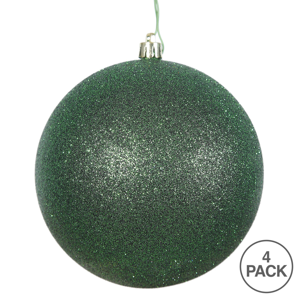 Vickerman 6" Emerald Glitter Ball Ornament 4 per Bag