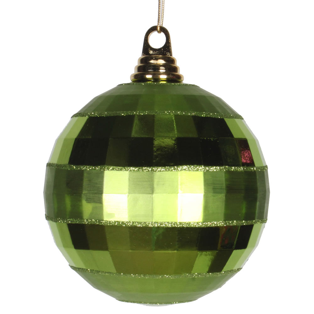Vickerman 5.5" Lime Shiny and Matte Mirror Ball Christmas Ornament with Glitter Accents