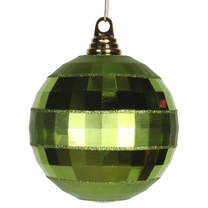Vickerman 5.5" Lime Shiny and Matte Mirror Ball Christmas Ornament with Glitter Accents