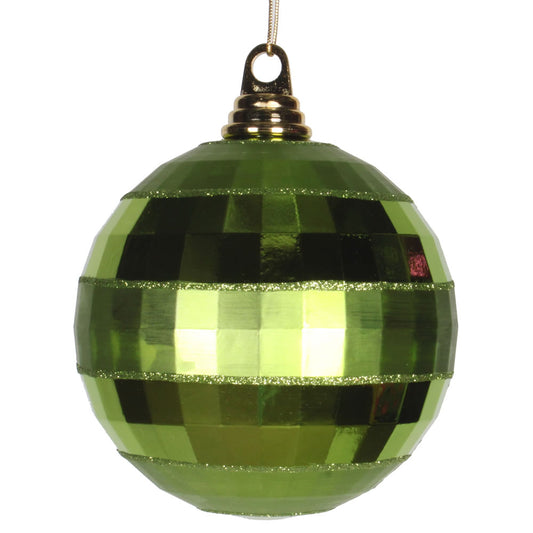 Vickerman 5.5" Lime Shiny and Matte Mirror Ball Christmas Ornament with Glitter Accents