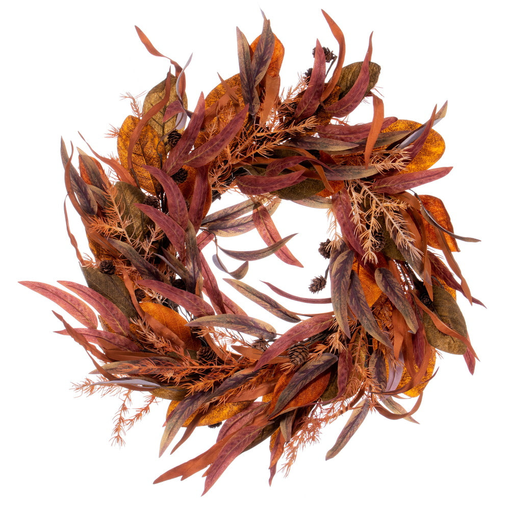 Vickerman 22" Cream Red Artificial Leaf Wreath.