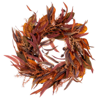 Vickerman 22" Cream Red Artificial Leaf Wreath.