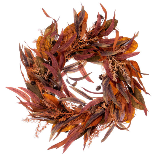 Vickerman 22" Cream Red Artificial Leaf Wreath.