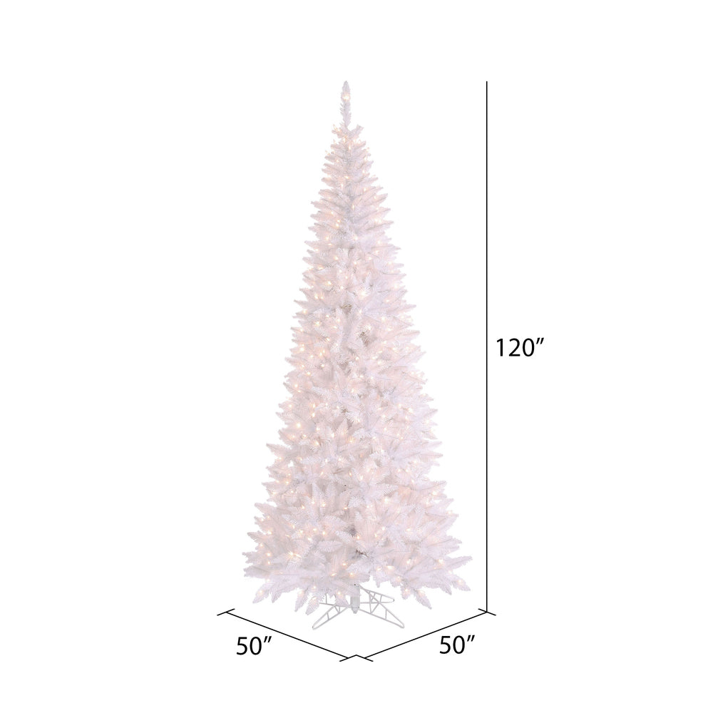Vickerman 10' White Fir Slim Artificial Christmas Tree Warm White Dura-lit LED Lights