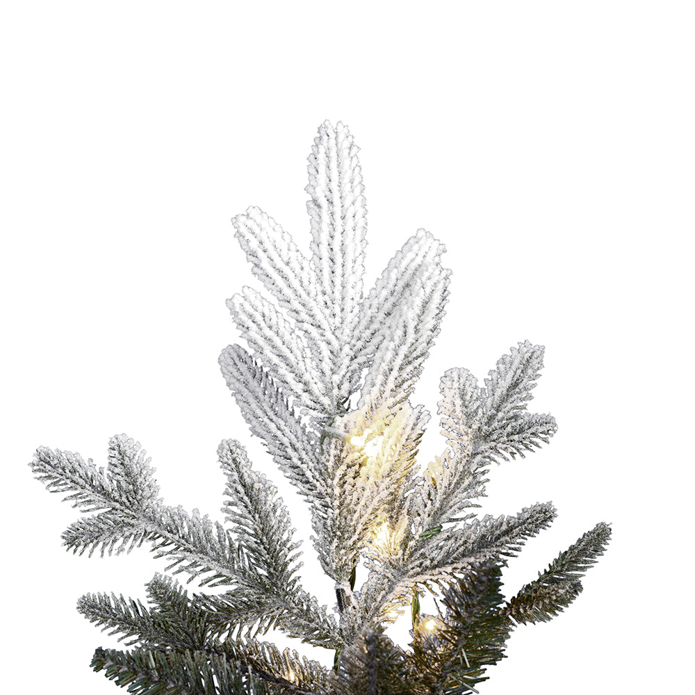 Vickerman 4.5' x 47" Flocked Kamas Fraser Tree Warm White Low Voltage 3MM LED Lights.