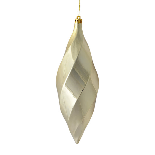 Vickerman 8" Champagne Shiny Swirl Finial Ornament Pack of 6