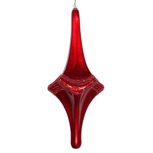 Vickerman 12" Red Candy Glitter Drop Christmas Ornament.