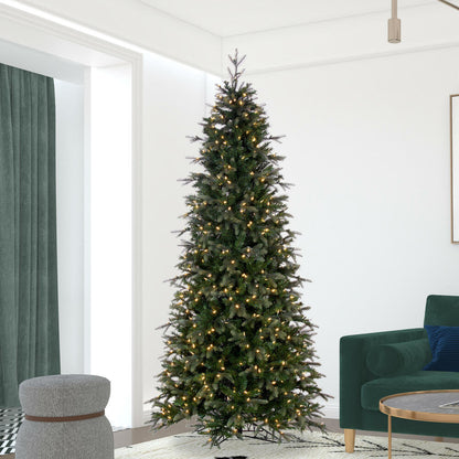 Vickerman 10' x 54" Douglas Fir Artificial Slim Pre-Lit Christmas Tree Warm White LED Mini Lights.