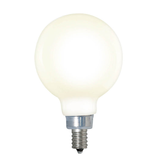 Bulbrite LED Filament 4 Watt Dimmable Globe G16 Light Bulb with Milky finish and Candelabra (E12) Base - 2700K Warm White Light, 300 Lumens