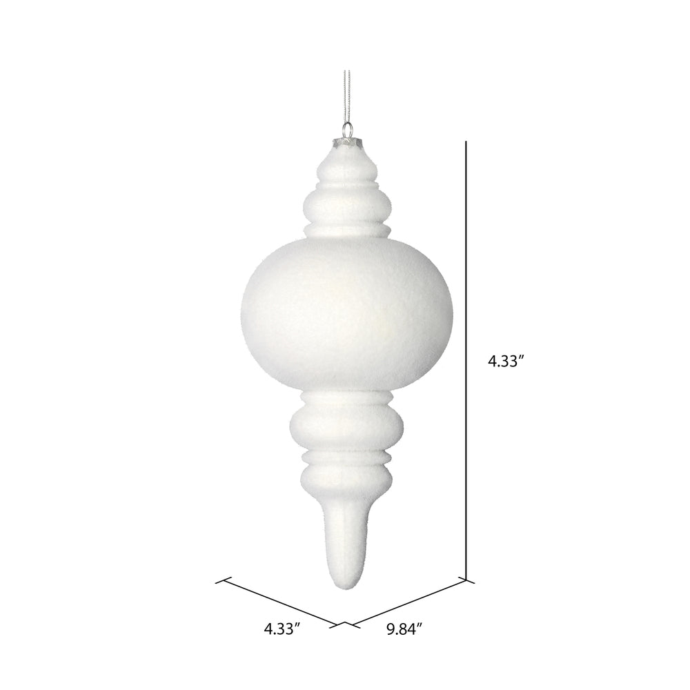 Vickerman 10" White Flocked Finial Ornament Pack of 3